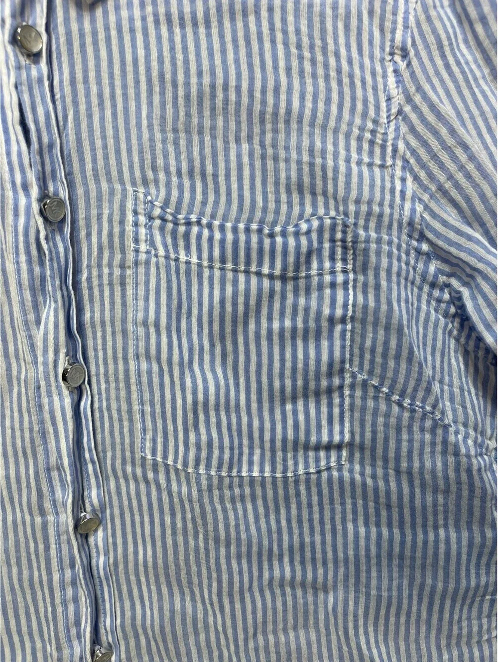 Michael Kors Blue and White Striped Button-Up Shirt Size 14
